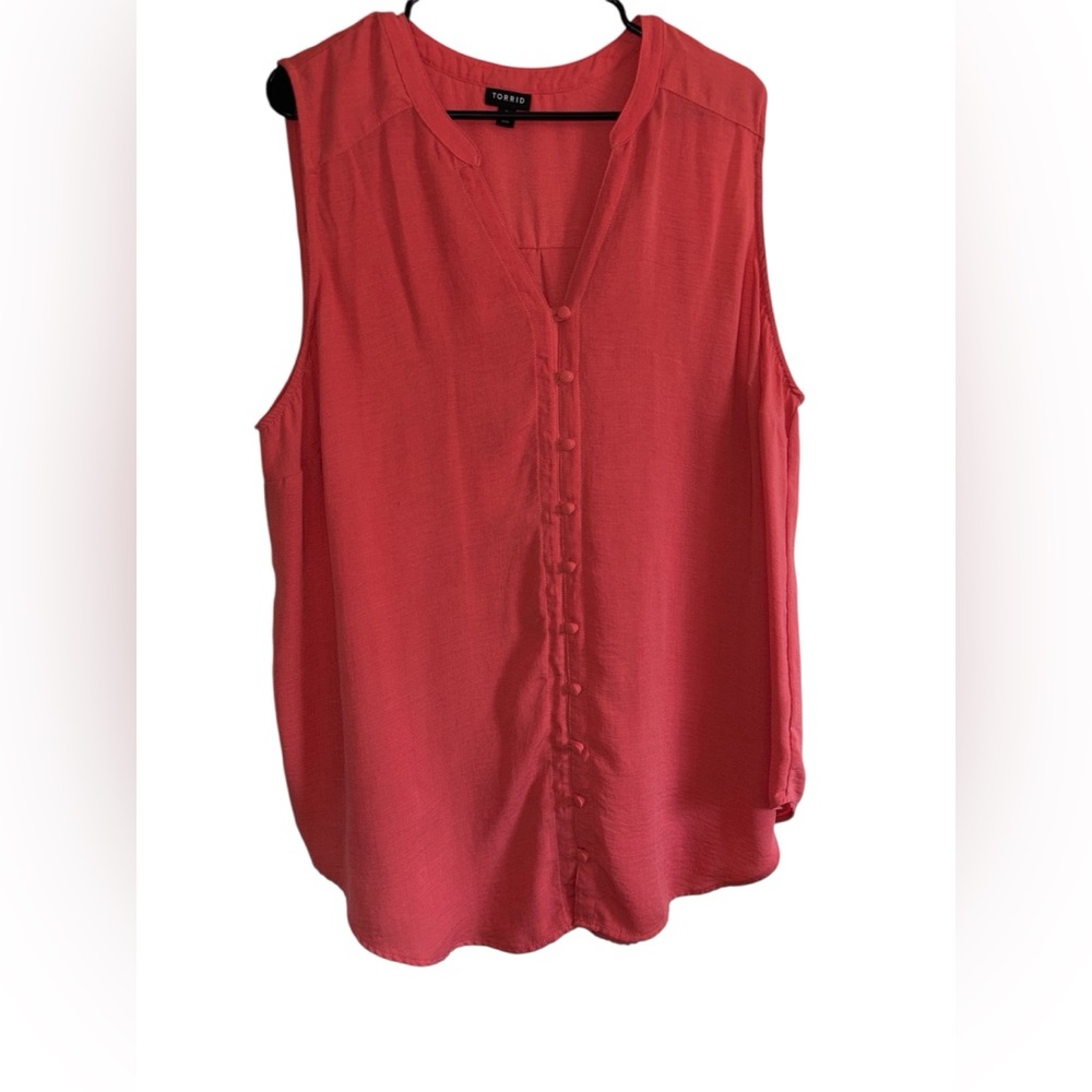 Torrid Orange Sleeveless V Neck Casual Pull On Blouse- Size 3 (3XL)